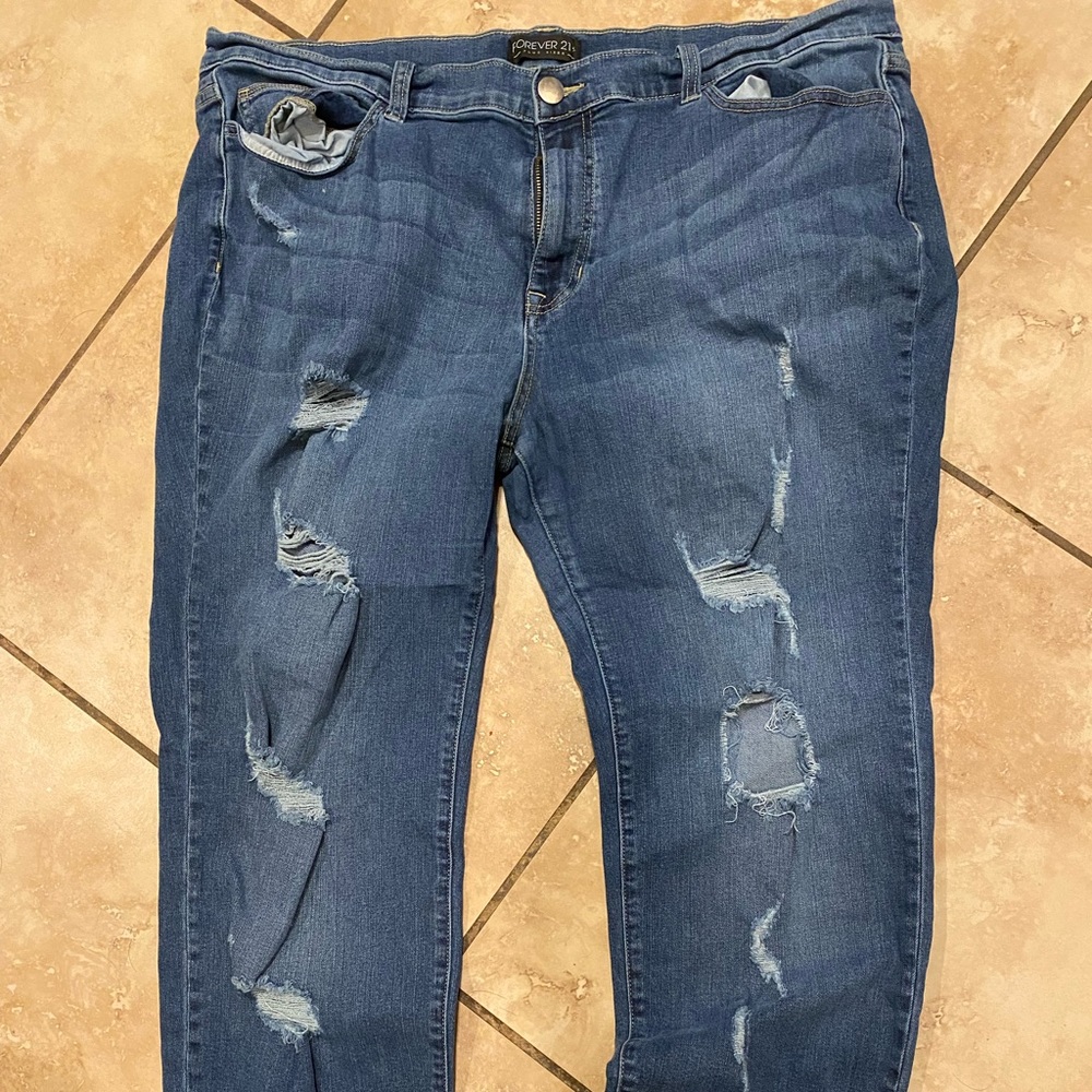 Forever21 Plus Ripped Jeans